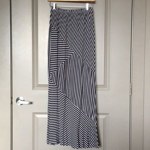 Navy and White Striped Skirt